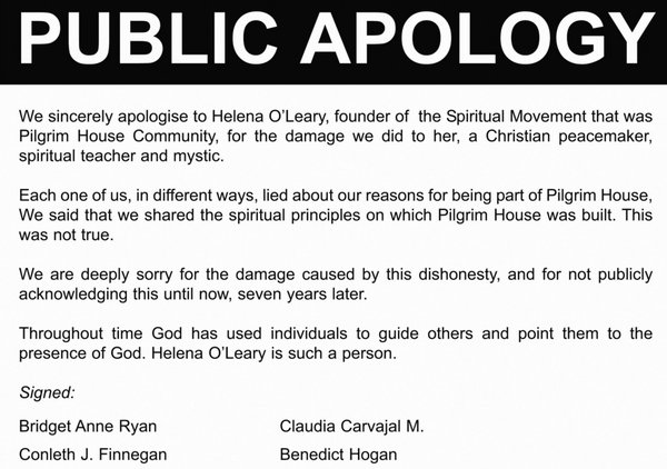 Apology published in the Irish Times